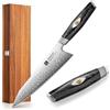 XINZUO 21,5cm Coltello da Cuoco Acciaio Damasco a 145 Strati Forgiato a Mano Professionale Coltello da Chef da Cucina -Acciaio in Polvere M390 Austriaco -Manico in Resina di Fibra di Carbonio Nera