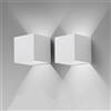 MOKEKA 2 Pezzi LED Applique da Parete Moderno, 12W 6500K Luce Fredda, Interno/Esterno MOKEKA IP65 Impermeabile, Alluminio Quadrata Con Angolo del Fascio Regolabile (Lucec Fredda-6500K)