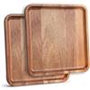 YUANQIAN Vassoio quadrato in legno di acacia, 20 cm, piccoli piatti in legno di salumi per caffè, frutta, pane, formaggio (2, 20 x 20 cm)