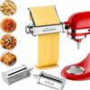 GVODE 4 Set accessori per la pasta in acciaio inossidabile per KitchenAid | include piastra inox rimovibile, sfogliatrice, taglia-spaghetti e fettuccine - Accessorio per KitchenAid