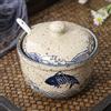 MINGZE MINGEZE Zuccheriera 400 ML, Ceramicità, con coperchio trasparente e cucchiaio, per casa e cucina, ergonomico e dal design innovative
