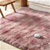 YNNHUDEEP Tappeto a pelo lungo morbido, antiscivolo, moderno e accogliente, per soggiorno, camera da letto, cameretta dei bambini (rosa-viola, 120x160cm)