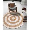 Aizza Trends Tappeto rotondo in iuta naturale e bianco, 90 cm, tessuto a mano, decorazione bohémien ecologica, resistente e adatto agli animali domestici, ideale per soggiorno, sala da pranzo e camera