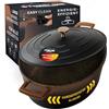 STONELINE Casseruola Induzione con Coperchio 32 cm, 6,6 L, Pentola Antiaderente Rivestimento con Vere Particelle di Pietra, Rostiera Cocotte per Tutti i Piani Cottura e Forno, Colore: Nero/Rosa Oro