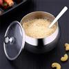 MINGZE MINGEZE Zuccheriera 300 ML, Acciaio inossidabile argentato, con coperchio trasparente e cucchiaio, per casa e cucina, ergonomico e dal design innovative
