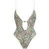 ZEZEZ Costume Intero Donna Stampa Paisley Vintage Scollo V Profondo(S)
