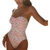 ZEZEZ Costume da Bagno Intero da Donna a Fascia con Stampa Floreale(Large)