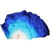 CIGPKLO Ventaglio di Danza Ventaglio in Vera Seta, Coppia di veli, ventaglio in, Puntelli for Danza del Ventre, Pieghevole con Paillettes sfumate Blu Royal Bianco(36cm 15cm)