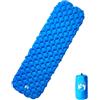 Kaloriko Materassino gonfiabile blu, 190 x 58 x 6 cm, in nylon 40D, con rivestimento in TPU, leggero, compatto, pieghevole, per esterni, campeggio, trekking, viaggi, festival, con borsa per il