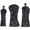 Arithmetix Copricapo per mazza da golf Copricapo protettivo in pelle PU con etichetta numerica Attrezzatura nera resistente Set completo per uomo Accessori da esterno 3 pezzi (Blanca)