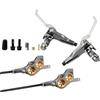KUAWDON Freno a Disco Idraulico MTB a 4 pistoncini 2200mm Tipo Split Freno a Pressione Olio Mountain AM DH Pinza Freno Bici da Strada(Silvery Split-Typ LR)