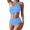 Generico Bikini Donna Curvy, Costume da Bagno Donna Curvy, Costume da Bagno Bikini alla Moda da Donna A Vita Alta Che Copre Il Ventre Tinta Unita Sexy Costume da Bagno Diviso da Spiaggia