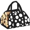 DUWAA Cestini in legno con stampa a pois neri e bianchi con manico, grande portalegna, per camino, borse da picnic resistenti all'usura
