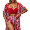 Generico Bikini Donna Curvy, Costume da Bagno Donna, Costume da Bagno Snellente da Tropicale con Stampa Floreale Bikini A Tre Pezzi Tankini per
