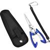 TopHomer Pinze da pesca Forbici da pesca rimozione gancio da pesca Pinze ad anello divise taglierina linea con guaina e cordino, pinza per labbro di pesce in acciaio inossidabile Multi Tools - Blu