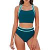 Generico Costume Donna Bikini, Costumi Mare da Donna, Costume da Bagno Bikini da Spiaggia alla Moda A Vita Alta Colorato Due Pezzi