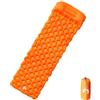 Kaloriko Materassino gonfiabile con cuscino, arancione, 188 x 62,5 x 5,5 cm, nylon 40D con rivestimento in TPU, tappetino da campeggio e tappetino per dormire, per trekking, attività all'aperto