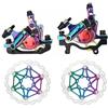 PMAGSYQ HB100 MTB Linea idraulica Colorata tirando Freni a Disco Auto Pieghevole Mountain Road Bike Line Pull Freno Olio(Set Disc 1)