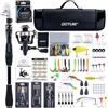 Goture Set da pesca professionale - Canna telescopica in fibra di carbonio 24T (1,8 m - 2,7 m) + mulinello spinning 9+1 cuscinetti, completo di linea 150 m/14 kg, strumenti e custodia
