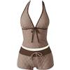 Generico Bikini Donna Push Up, Costumi Mare da Donna, Bikini A Pois Costume da Bagno A Due Pezzi con Slip A Vita Alta con Laccetti Laterali E Top Push Up