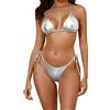 Generico Bikini Donna, Costume Piscina Donna, Costume da Bagno da Donna con Stampa A Caldo Bikini Lucido A Tre Punti Bikini Sexy con Cinturino