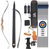 PYMUST Arco ricurvo tradizionale da 60 pollici con manico in legno tecnico potenza 30-60 lbs, per principianti e cacciatori, tiro bersaglio e caccia outdoor (50, Libbre)