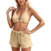 Generico Bikini Donna Brasiliana, Costume da Bagno Donna Due Pezzi, Costume da Bagno Due Pezzi con Bikini Tankini in Tinta Unita E Copricostume da Spiaggia