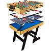 Leomark Tavolo Multigioco 15 in 1, Biliardo, Calcetto, Hockey, Ping Pong | Tavolo da gioco 15 in 1 con scacchi, dama, bowling, dadi e giochi di carte, struttura salvaspazio con accessori inclusi