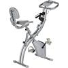 HOMCOM Cyclette pieghevole, cyclette, home trainer per adulti, 8 livelli di resistenza magnetica, sensori hand pulse, schermo LCD multifunzione, sellino regolabile, acciaio, grigio argento