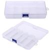 JUMPLAWN Cassetta Portatile per Attrezzi da Pesca in Plastica Bianca 5 Scomparti Leggeri e Resistenti, per Organizzare Esche e Accessori da Pesca