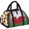 DUWAA Cestini in legno con stampa drago gallese con manico, grande, per caminetto, resistenti all'usura, borse da picnic