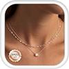 ORAZIO 2 Pezzi Catenina Argento 925 Donna collana Oro Placcata 14K Placcata 14K Regolabile Zircone Collana Dorata Gioielli Donna