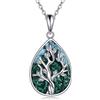 AXELUNA Collana con ciondolo a forma di albero della vita, in argento Sterling e turchese, per donne e ragazze, Argento sterling, Zirconia