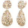 EVER FAITH Statement Orecchini a clip con strass chic, alla moda, luccicanti, marchese, acqua, goccia di cristallo, per donne e ragazze, colore verde oro, Cristallo, 13004257-4