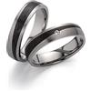 Schmuck Depot Coppia di fedi nuziali, anelli di fidanzamento in titanio e carbonio con diamante (0,015 ct w/si), anelli per partner e lui, anelli dell'amicizia (incisione/astuccio) 3848