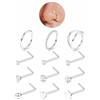 Diamday 12 Pezzi Piercing Naso Acciaio Chirurgico 18G L Naso Piercing Orecchini Anello CZ Brillantino Septum Tragus Helix Nostril Piercing Argento Oro