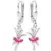 CLEVER SCHMUCK Clever gioielli corifenidi orecchini fatti a mano 28 mm piccola ballerina 12 mm Rosa e Rosa laccato lucido in argento 925 per bambini