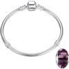 LNQOBU Bracciale in Argento con maglia Snake e chiusura a cuore Compatibile con Pandora Europei Charms da Donna
