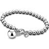 Dankadi Bracciale di Perle per Donna in Argento 925 Larghezza 4MM 6MM Senza e Con Ciondolo a Cuore, Lungo 13-21CM Doré Oro Rosa Regalo Festa della Mamma Uomo, 17CM, Argento