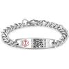 Theluckytag Braccialetti medici aggiornati con codice QR per donne e uomini, braccialetto di avviso medico ID - Argento sterling, taglia piccola, 17,8-22,9 cm - Più spazio per informazioni mediche di