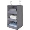 PETERMALLON 1 organizer da appendere con 3 scomparti, organizer da appendere, organizer per guardaroba, scaffale sospeso, pieghevole, in tessuto per armadi, campeggio, 30 x 30 x 60 cm, grigio