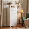 Dmora Cassettiera Matteo 40x50x121.7h cm Bianco Lucido 6 Cassetti Apertura Scorrevole, Chiusura Scorrevole Made in Italy
