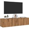 SKTQYQO Mobile TV Sospeso in Rovere Artigianale 120 cm con 2 Ante, Design Parete per Salotto, Ampio Spazio Conservazione, Montaggio a Parete, Mobile per Dispositivi