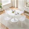 DazzlerE Tavolo da pranzo rotondo con 4 sedie, set di mobili da balcone per piccoli balconi, mobili da esterno per giardino, terrazza, balcone, tavolo bianco (Ø 100 cm) + 4 poltrone bianche