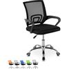 PALUPLUS Sedia da Ufficio Smart in Tessuto a Rete Traspirante, Misura 53x51x97 cm, Poltrona da Scrivania Girevole 360° con Ruote, Base in Acciaio e Altezza Regolabile, Portata 100Kg -10 (Nero)