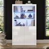Lexiou Credenza da divano 100 x 35 x 170 cm, mobile contenitore lucido, vetrine con luci a LED, ripiano espositivo in vetro temperato, mobile verticale alto per il soggiorno