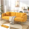 Lubvtti Divano letto 2 posti multifunzionale con schienale regolabile e braccioli multiposizione,divano letto pieghevole per il soggiorno,divano 2 posti,velluto (A-Giallo)
