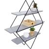 Mendler Libreria mensola scaffale HWC-A80 Legno Metallo 3 Ripiani 12x55x60cm Grigio Blu