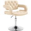CLP Sedia Lounge Girevole Dublin in Similpelle I Poltroncina Design Chester Altezza Regolabile I Sedia con Braccioli Imbottita, Colore:Crema