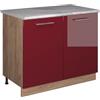 Vicco Mobile lavello cucina Fame-Line, Bordeaux lucido/Rovere dorato, 100 cm, PL Marmo, per la combinazione con altri moduli della serie Fame-Line
